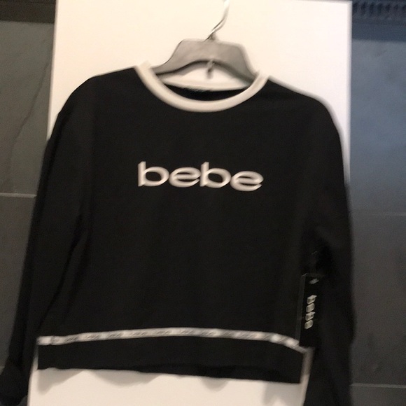 Bebe Black and White Top/ Sweat Shirt, Sports Wear Medium NWT